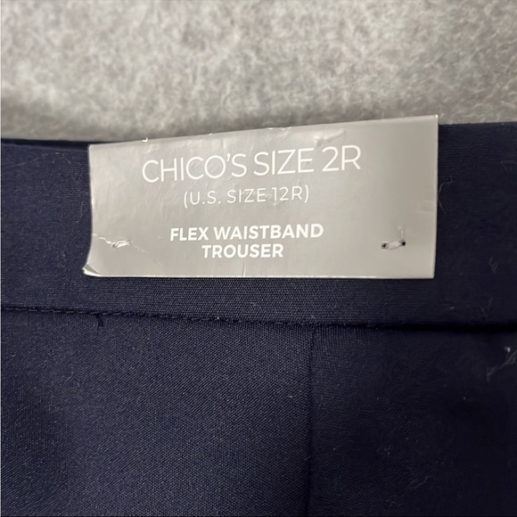 Chicos Flex Waistband Trouser Pants Size 12 Navy Blue Office Career - Picture 10 of 10